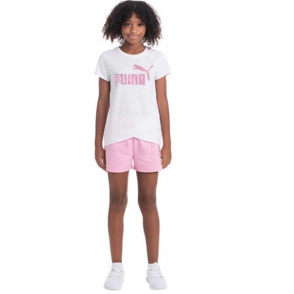 NWT PUMA Youth Girls 4-piece Set - White/Pink Set - M - Picture 4 of 10